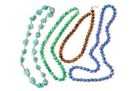 Four assorted stone beaded necklaces