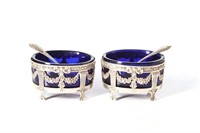 Pair of French Neoclassical silver salts