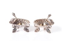 Pair of 19th C English shell form silver salts