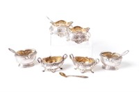 Three pairs of French silver salts