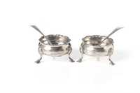 Pair of Georgian English silver salts