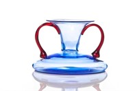 Blue art glass studio vase