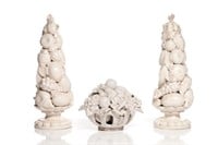 Three Italian white glazed pottery pieces