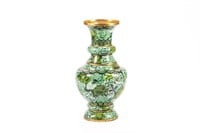 Large Chinese green cloisonne enamelled floor vase