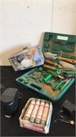 Garden tools in caring storage case with touch