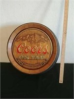 Coors on tap barrel wall decor piece