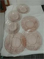 Group of depression glass plates
