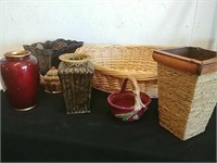 Group of decorative vases baskets and decorative