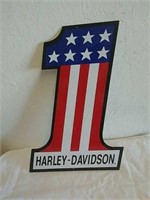 Thin metal harley-davidson number one die-cut