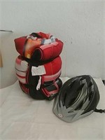 Kids sleeping bag with bike helmet