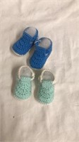 Turquoise and blue crocheted booties