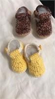 Brown and yellow Crocheted booties