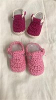 Dark pink light pink crocheted booties