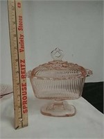Depression glass dish with lid very nice