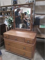 Antique Victorian Dresser & Mirror Marked C.W.S.
