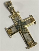 10k Gold & Diamond Encrusted Cross Pendant