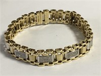 10k Gold  And Diamond Encrusted Bracelet