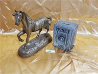 Horse and Money Bank Figurines