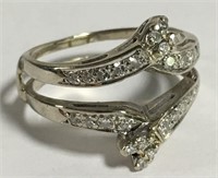 14k White Gold And Diamond Wedding Ring Wrap