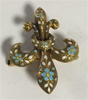 14k Gold And Enameled Pin / Pendant