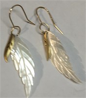 Pair Of 14k Gold And Mother Of Pearl Earrings