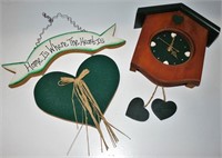 Wood Clock & Sign