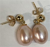 14k Gold And Pearl Earrings
