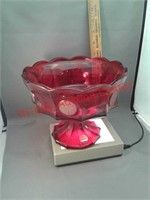 Fostoria heavy red glass compote stand and footed