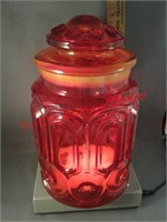 LG Wright red canister with lid moon and stars