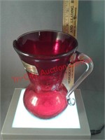 Pilgrim red crackled glass pitcher with crystal