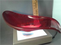 Viking oval red Dish - heavyweight art glass -