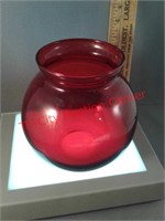 Red glass Rose Bowl - 4" tall