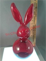 Viking paperweight - Red Rabbit heavy glass - 7"