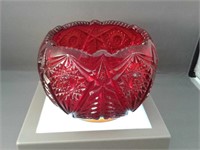 Fenton red glass bowl approx
