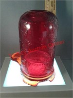 Red glass fairy lamp with handled base - Holly