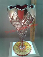 Imperial Glass red iridized / Carnival vase