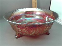 Imperial glass bowl - 9" wide x 3 3/4" high - red