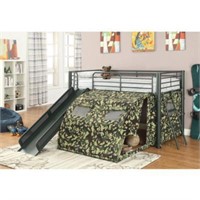 Oates Lofted Bed With Slide and Tent