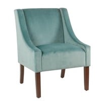 Modern Velvet Swoop Arm Accent Chair – Aqua Blue