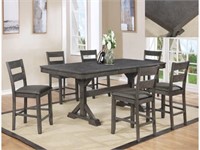 7 pc Sable Grey Wood Counter Height Table