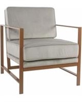Modern Gray Velvet Accent Chair with Metal Frame