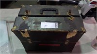 GREY HINGED LID TOOL BOX WITH CONTENTS