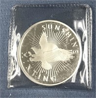 1oz.  Sunshine silver medallion with an eagle on f