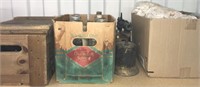 Old wood box, glass jar, bottles, etc.      (j 111