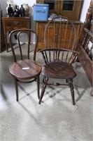 2 MAHOGANY SIDE CHAIRS: 1 ICE CREAM PARLOR STYLE
