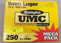 (250) ROUNDS REMINGTON 9 MM LUGER AMMO