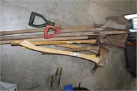 GROUPING: YARD TOOLS: AXES, SHOVELS, HOES, ETC.