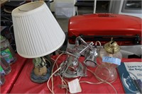 OIL LAMP (NO CHIMNEY), WORK LIGHT WITH CLIPS AND