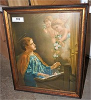 "St. Cecilia playing organ and Angels" Framed Prin