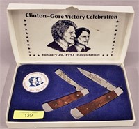 CHEROKEE KNIFE, CLINTON & GORE VICTORY SET, NEW